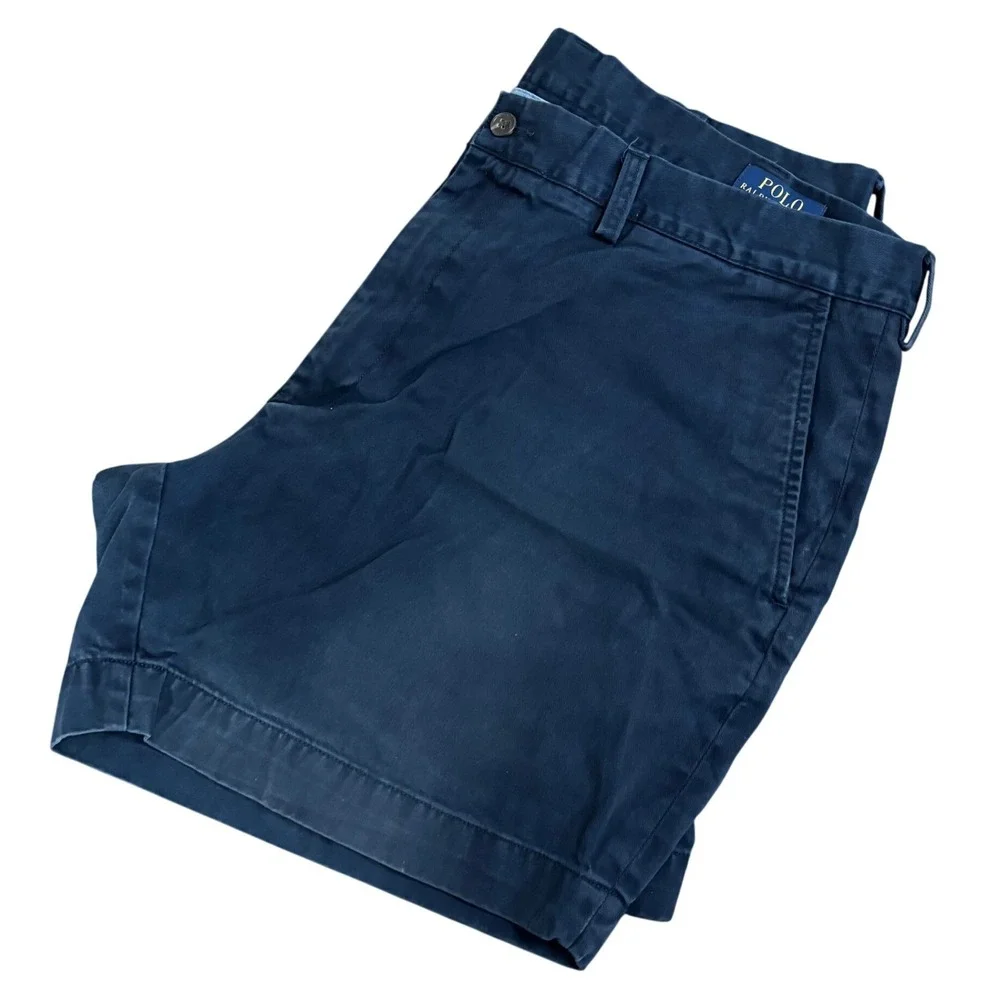 POLO RALPH LAUREN Shorts Mens 36 Navy Blue Cotton Classic Fit 6 Chino